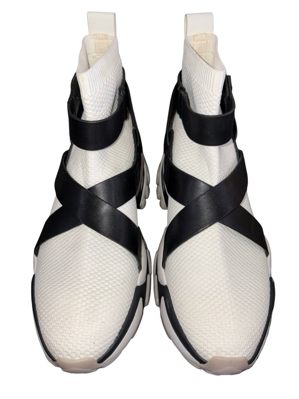 Michael Kors Trainer Sneakers Size 8M White Black Strap Slip-On Chunky